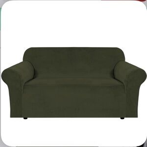 Olive Green VELVET Sofa Slipcover-LOVESEAT